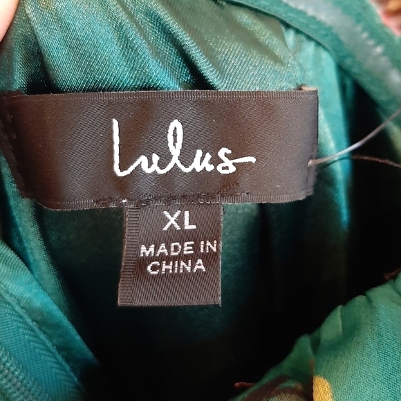 Lulus Women's XL Floral Chiffon Pleated Romantic Sweetheart Neck Midi Dress Tea - Picture 10 of 11